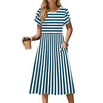 Zeagoo Women s Boho Midi T Shirt Dress, A Line Casual Summer Sundress with Pockets