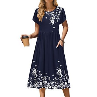 Zeagoo Women s Boho Midi T Shirt Dress, A Line Casual Summer Sundress with Pockets