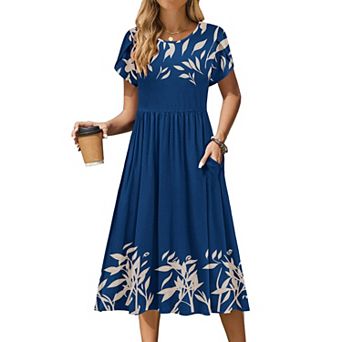 Zeagoo Women s Boho Midi T Shirt Dress, A Line Casual Summer Sundress with Pockets