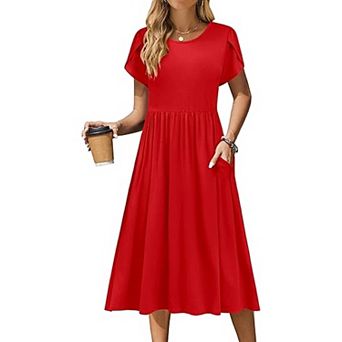 Zeagoo Women s Boho Midi T Shirt Dress, A Line Casual Summer Sundress with Pockets
