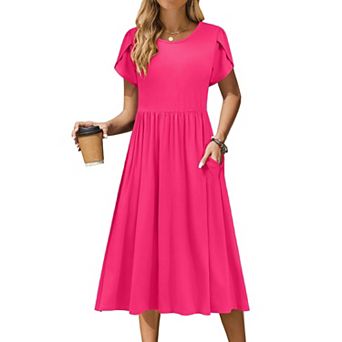 Zeagoo Women s Boho Midi T Shirt Dress, A Line Casual Summer Sundress with Pockets