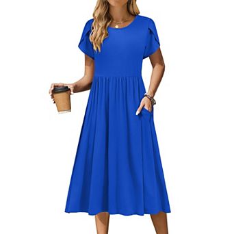 Zeagoo Women s Boho Midi T Shirt Dress, A Line Casual Summer Sundress with Pockets