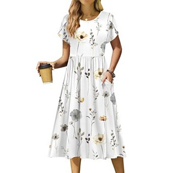 Zeagoo Women s Boho Midi T Shirt Dress, A Line Casual Summer Sundress with Pockets