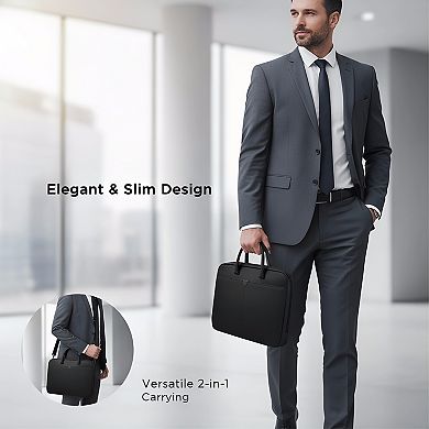 ZUQIETA 15.6" Water-Resistant Leather Laptop Messenger Bag - Padded Compartment & Shoulder Strap