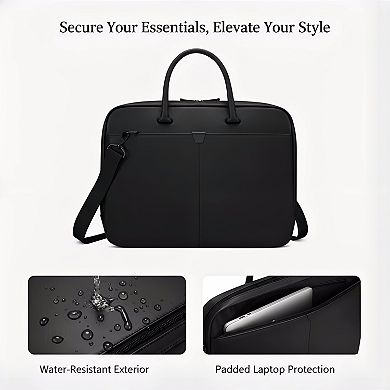 ZUQIETA 15.6" Water-Resistant Leather Laptop Messenger Bag - Padded Compartment & Shoulder Strap
