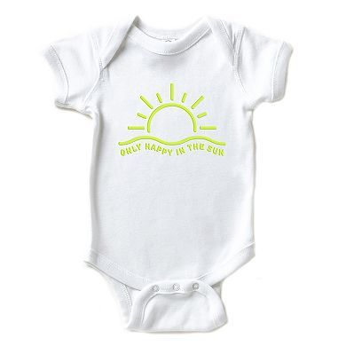Only Happy In The Sun Puff Print - Baby Short Sleeve Graphic Bodysuit
