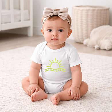 Only Happy In The Sun Puff Print - Baby Short Sleeve Graphic Bodysuit