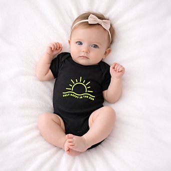 Only Happy In The Sun Puff Print - Baby Short Sleeve Graphic Bodysuit