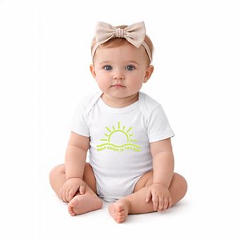 Only Happy In The Sun Puff Print - Baby Short Sleeve Graphic Bodysuit