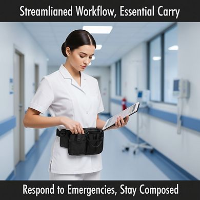 ZUQIETA Nurse Fanny Pack with Multi-Compartment & Tape Holder for Nurses & Students, Black