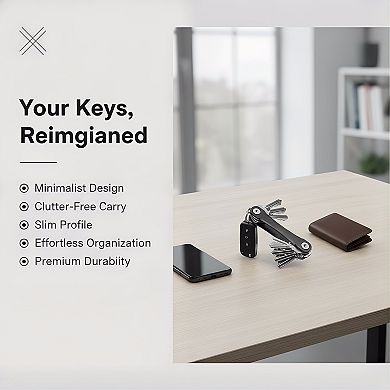 ZUQIETA Compact Key Holder Organizer for Up to 8 Keys - Minimalist Clutter-Free Keychain