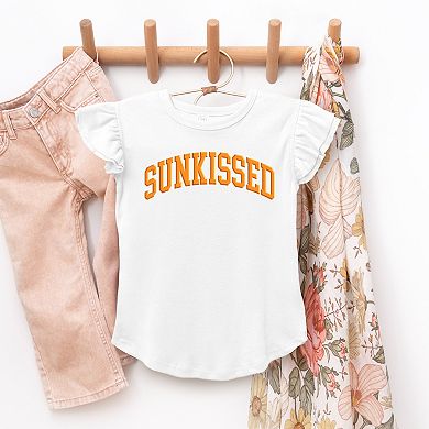 Sunkissed Varsity Arched Puff Print - Flutter Sleeve Graphic T-Shirt