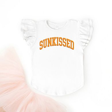 Sunkissed Varsity Arched Puff Print - Flutter Sleeve Graphic T-Shirt