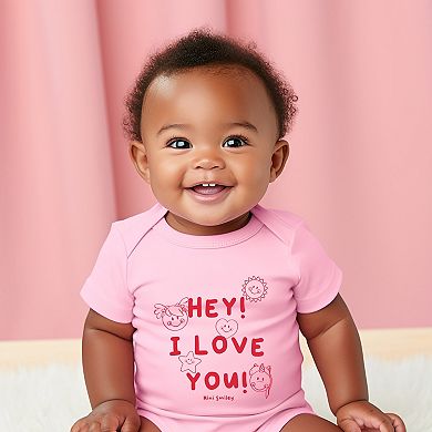 Mini Smiley Hey I Love You - Baby Short Sleeve Graphic Bodysuit