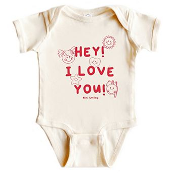 Mini Smiley Hey I Love You - Baby Short Sleeve Graphic Bodysuit