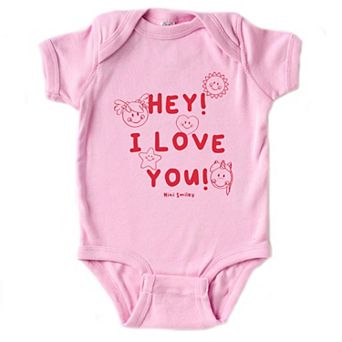 Mini Smiley Hey I Love You - Baby Short Sleeve Graphic Bodysuit