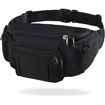 ZUQIETA Sports Fanny Pack with 6 Zipper Pockets - Super Capacity Waist Bag for Hiking, Cycling