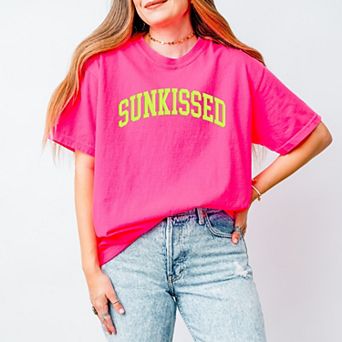 Sunkissed Varsity Arched Puff Print - Women's Garment Dyed Graphic T-Shirt