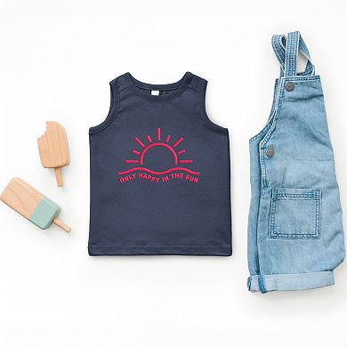 Only Happy In The Sun Puff Print - Toddler Graphic Tank