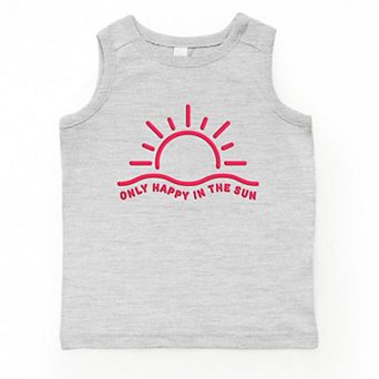 Only Happy In The Sun Puff Print - Toddler Graphic Tank