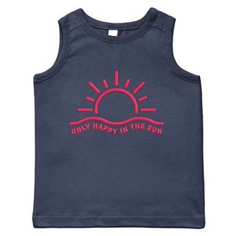 Only Happy In The Sun Puff Print - Toddler Graphic Tank