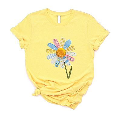 Daisy Faux Patchwork - Women's Short Sleeve Graphic T-Shirt