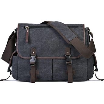 ZUQIETA 15.6" Vintage Canvas Laptop Messenger Bag - Anti-Theft Satchel with Multiple Pockets