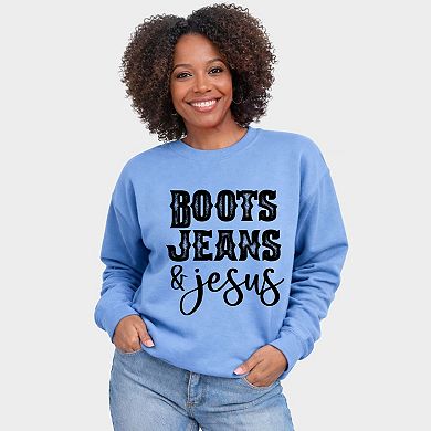 Boots Jeans And Jesus - Women's Graphic Sweatshirt