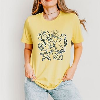 Nautical Animals Outlined - Women's Short Sleeve Graphic T-Shirt