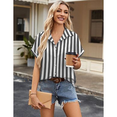 Zeagoo Short Sleeve Blouses for Women Summer Tops Collared Button Down Shirts Office Work Clothing
