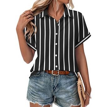 Zeagoo Short Sleeve Blouses for Women Summer Tops Collared Button Down Shirts Office Work Clothing