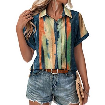 Zeagoo Short Sleeve Blouses for Women Summer Tops Collared Button Down Shirts Office Work Clothing