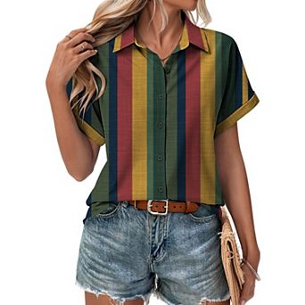 Zeagoo Short Sleeve Blouses for Women Summer Tops Collared Button Down Shirts Office Work Clothing