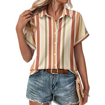 Zeagoo Short Sleeve Blouses for Women Summer Tops Collared Button Down Shirts Office Work Clothing