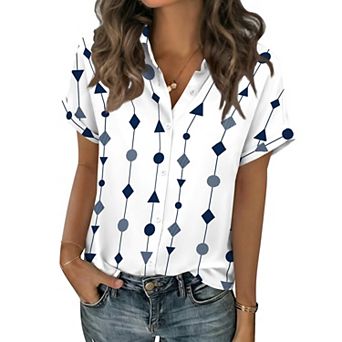 Zeagoo Short Sleeve Blouses for Women Summer Tops Collared Button Down Shirts Office Work Clothing