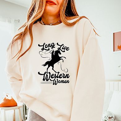 Long Live Western Women - Women's Lightweight Garment Dyed Sweatshirt