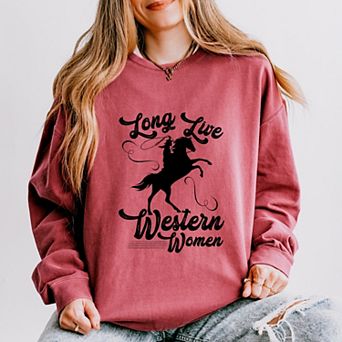 Long Live Western Women - Women's Lightweight Garment Dyed Sweatshirt