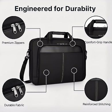 ZUQIETA Classic Slim Ergonomic Laptop Bag - Foam Padded Briefcase & Messenger