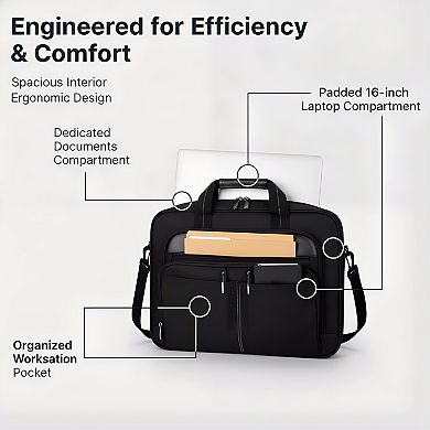 ZUQIETA Classic Slim Ergonomic Laptop Bag - Foam Padded Briefcase & Messenger
