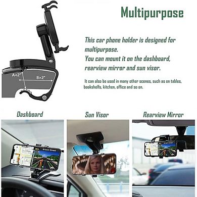 Universal Dashboard Car Phone Mount with 360 Degree Rotation Clip
