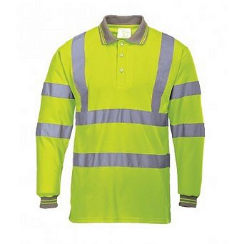Portwest Mens Hi-Vis Long Sleeve Polo Shirt