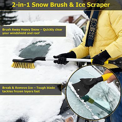 32" Snow Brush & Ice Scraper Winter Car Tool Scratch-Free Bristles