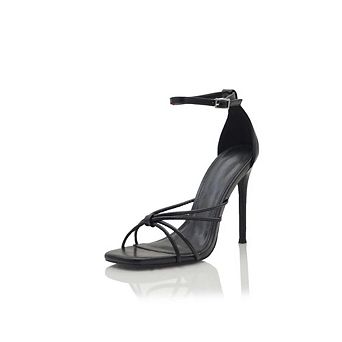 Minimalist Strappy Ankle-Strap Stiletto Heel Sandals