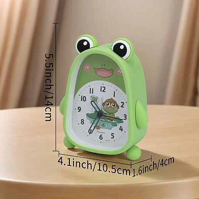 Cute Mechanical Alarm Clock, Non-Tick Movement, 3D Frog Shape Design for Teens 4.1"x1.6"x5.5"