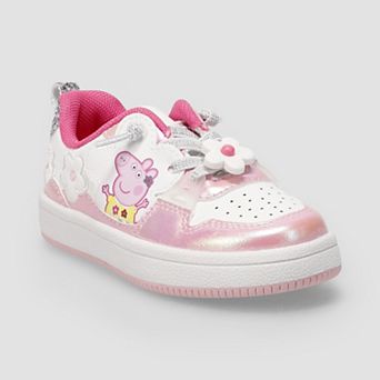 Peppa Pig Toddler Girls Court Sneakers with Flower Accent