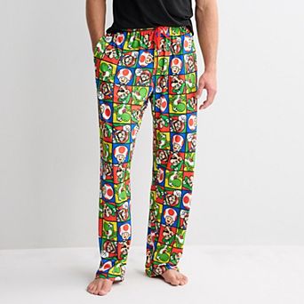 Men's Super Mario Character Grid Pajama Pants
