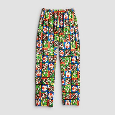 Men's Super Mario Character Grid Pajama Pants