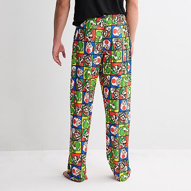 Men's Super Mario Character Grid Pajama Pants