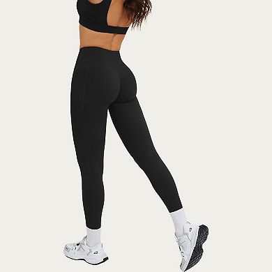 Women's High Waist Crossover Workout Leggings Stretch Athletic Yoga Pants with Side Pocket