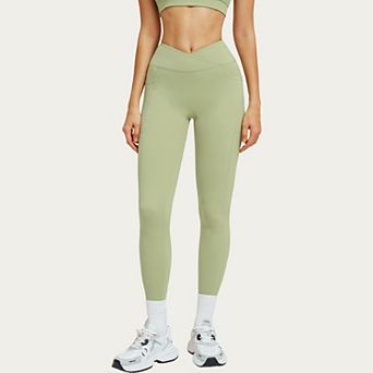 Women's High Waist Crossover Workout Leggings Stretch Athletic Yoga Pants with Side Pocket